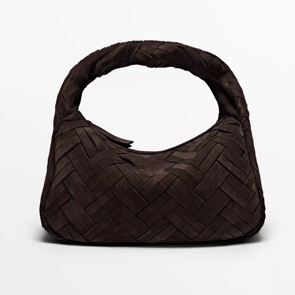 Handbags - NWT Massimo Dutti Zara Bottega  Brown Woven Suede Bag